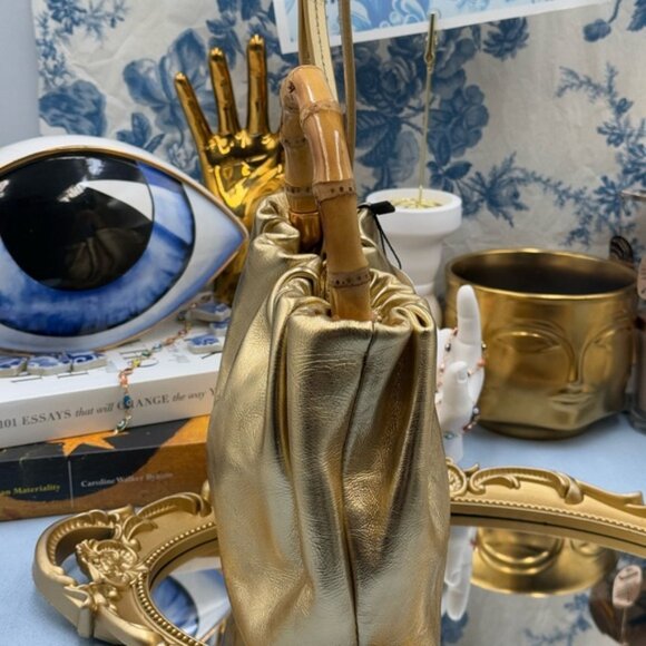 🆕 OROTON 🧿 NWOT Gretel Mini Top Handle, Metallic Gold - Picture 5 of 15